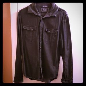 Express Western denim faux leather collar shirt
